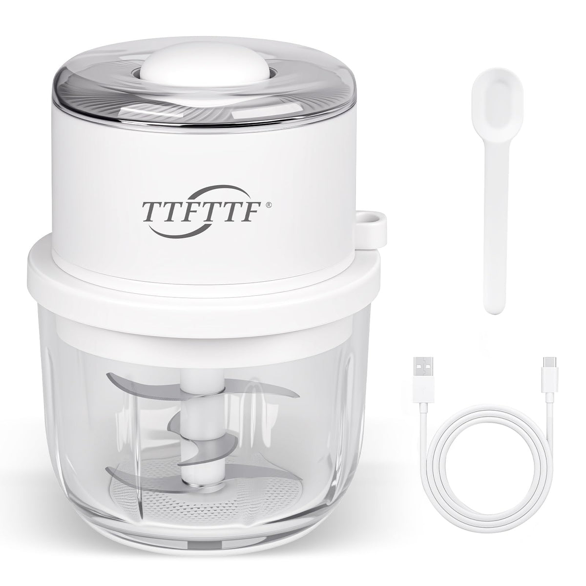 TTFTTF electric garlic chopper with 350ml glass bowl for quick mince