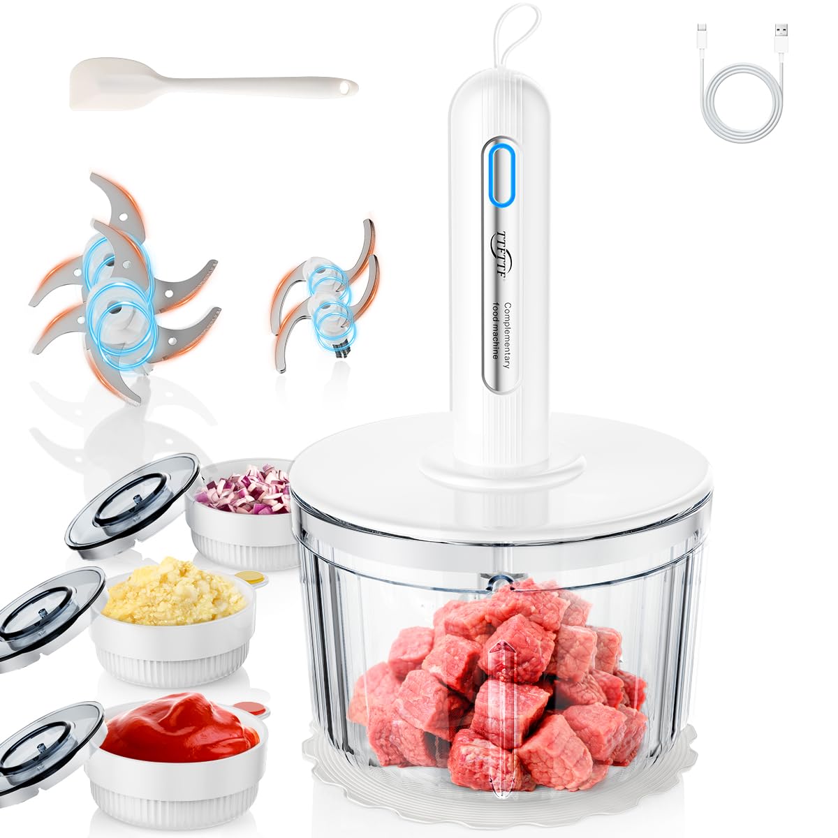 TTFTTF Glass Food Processor with 8-cup bowl for family meals.