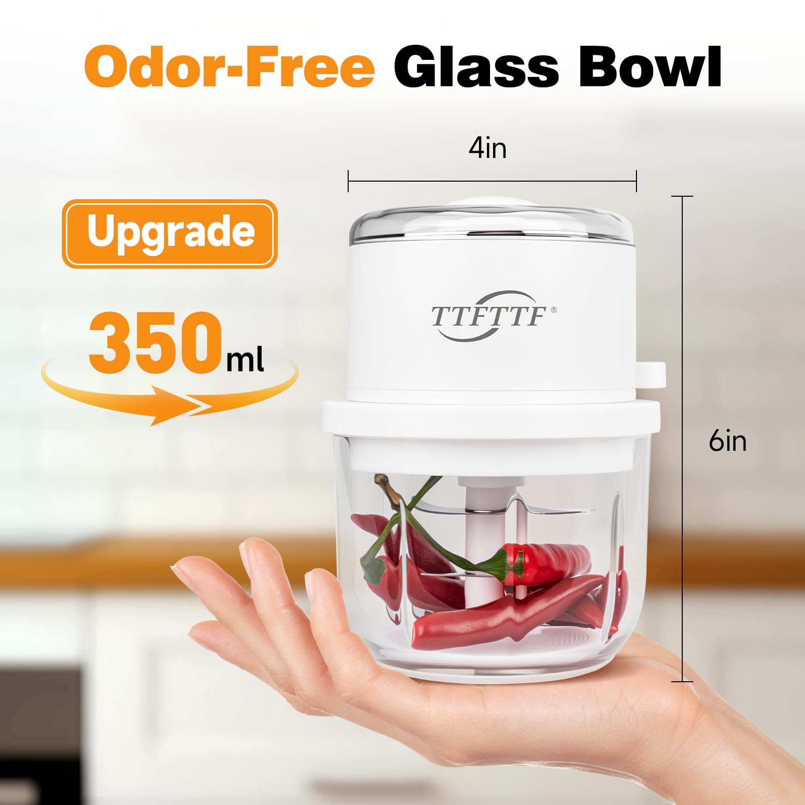 TTFTTF mini processor with 6 blades shredding garlic and herbs