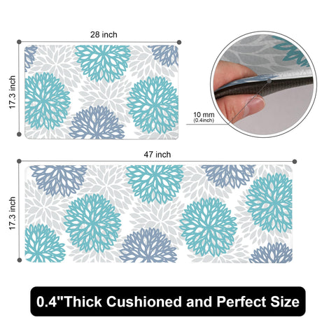 Tubeamin teal kitchen mats 47x17 anti-fatigue cushion for extended tasks.