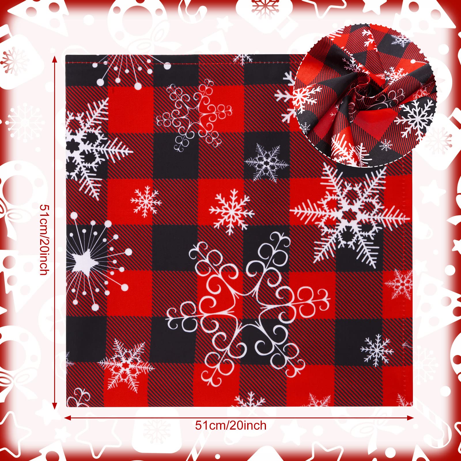 Tudomro buffalo plaid napkins with white snowflakes suit holiday gatherings.