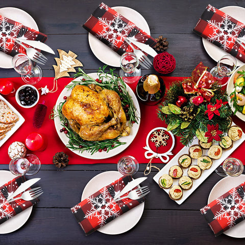 Tudomro red and black napkins bring rustic charm to dinners.