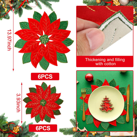 Tudomro poinsettia coasters protect surfaces while adding seasonal color