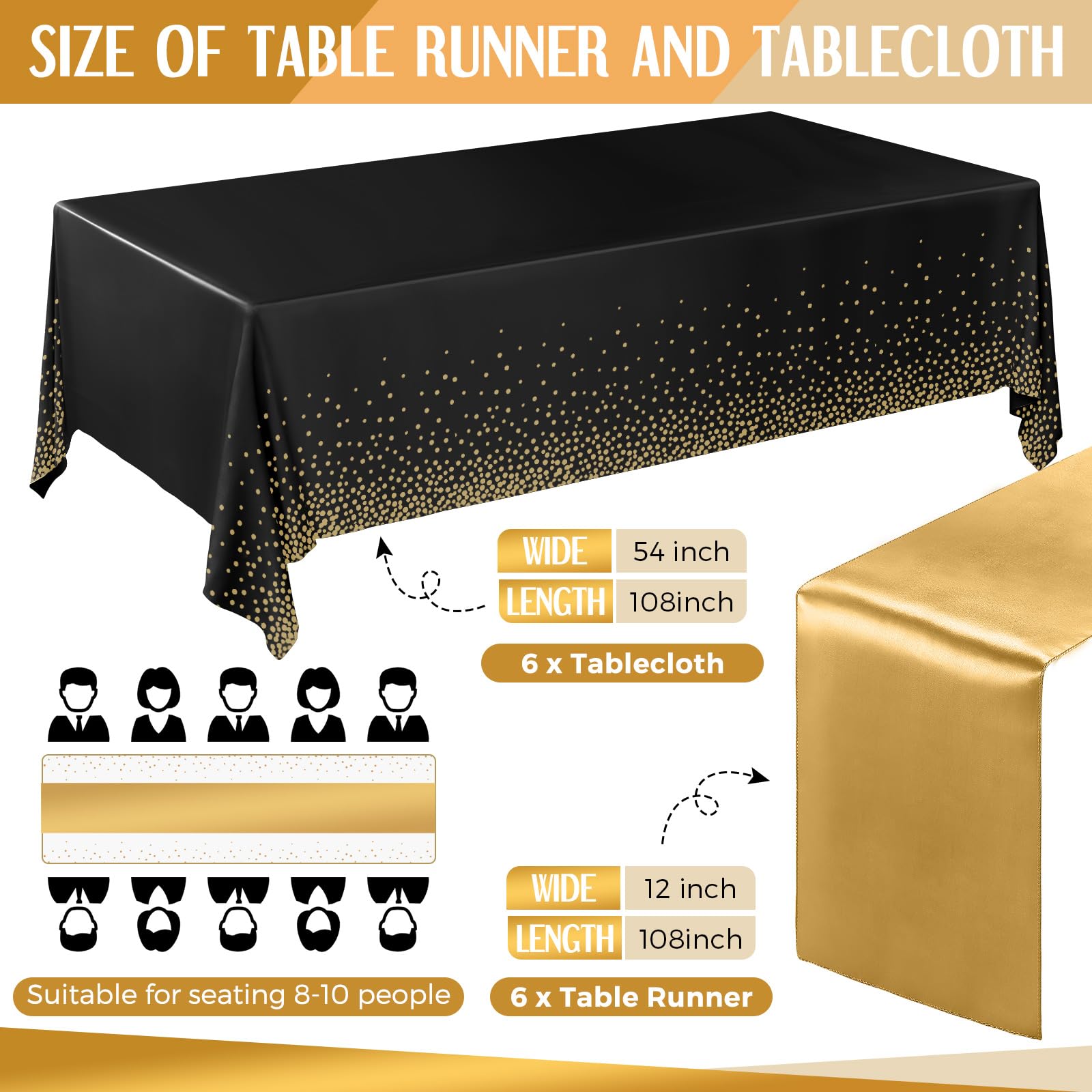 Tudomro satin table runner in black and gold adds elegant contrast to a table