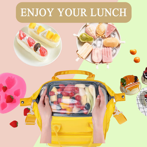 TuErCao yellow lunch box back privacy pocket for keys or cards