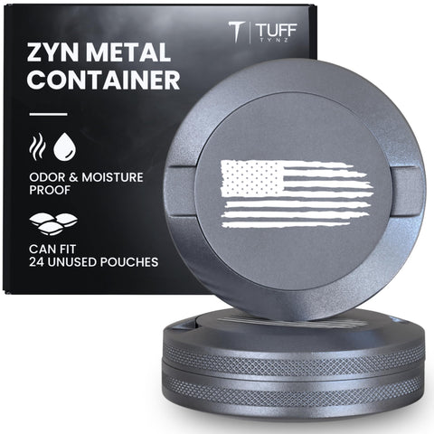 TuffTynz Premium Zyn Metal Can with knurled edge for a secure grip and style.