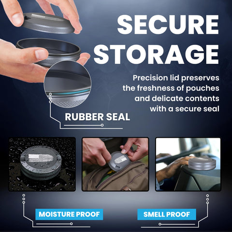 TuffTynz Premium Zyn Metal Can odor-proof design for portable aroma control.