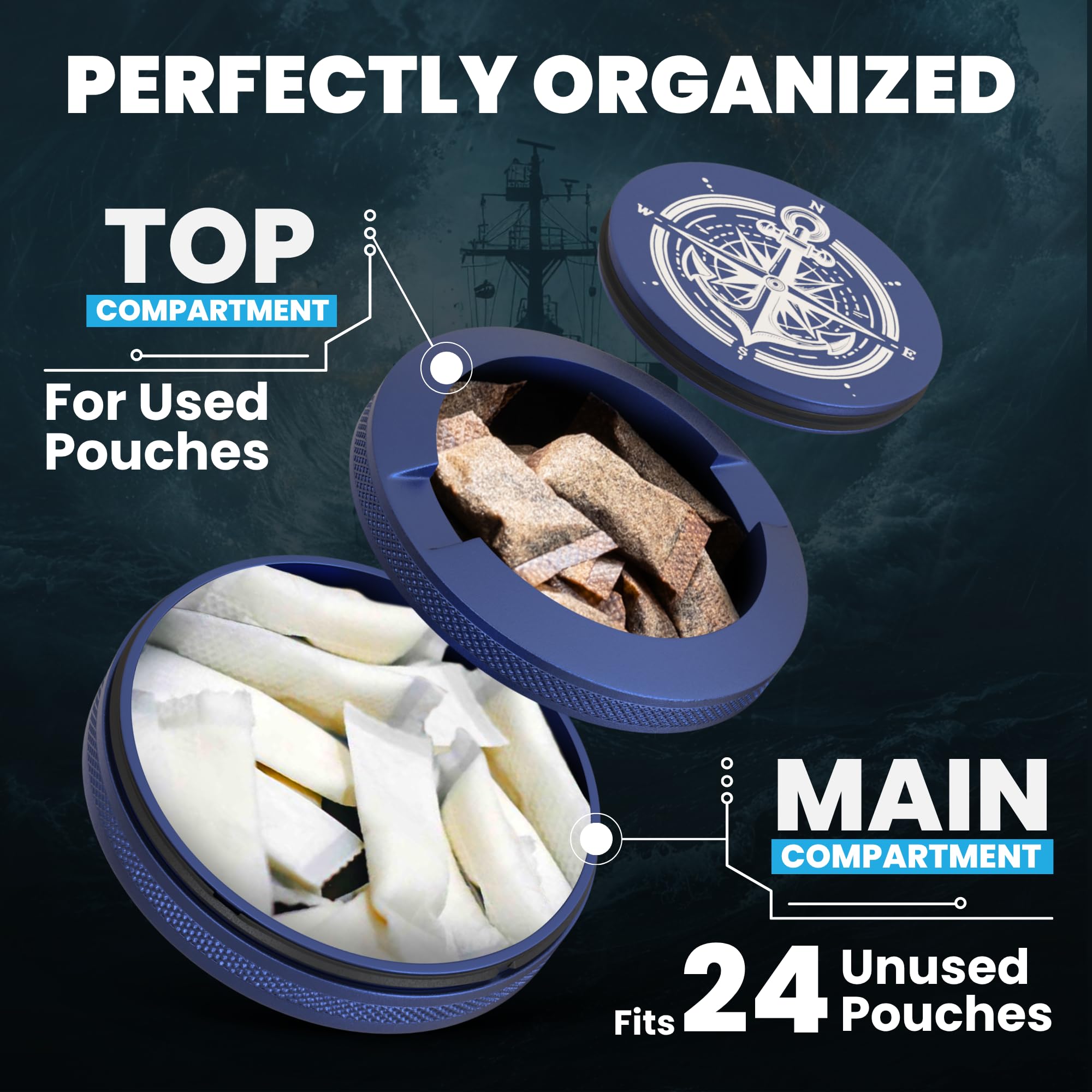 TuffTynz sealed Zyn can with O-ring for freshness and spill resistance.