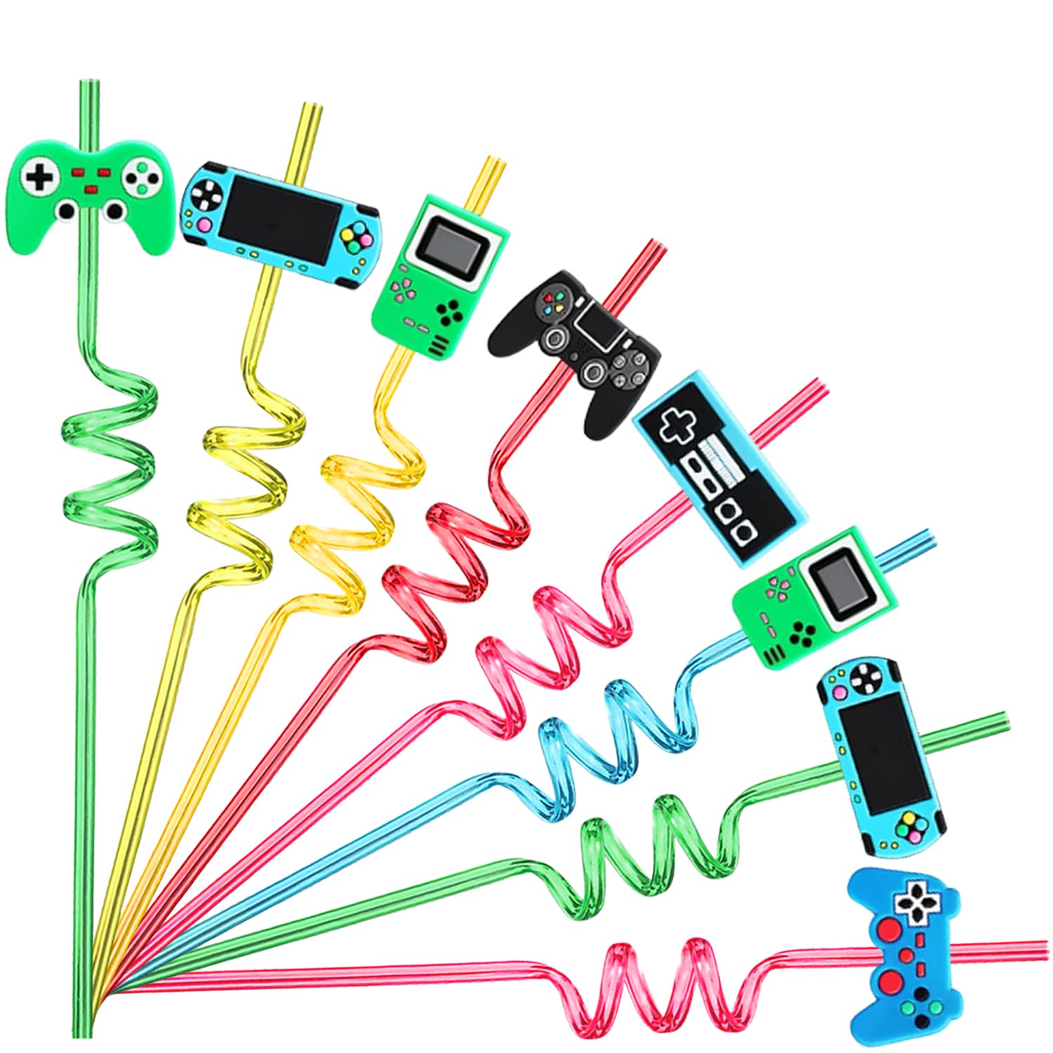 TUKOH TAKA game controller curly straw in red design, ideal for kids' parties