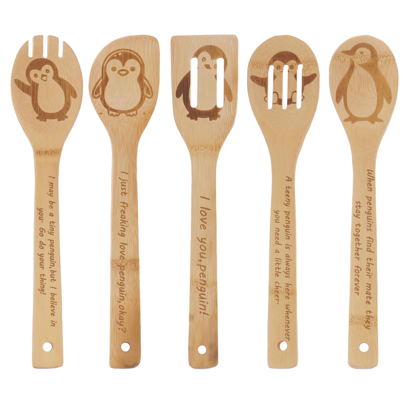 TULUNAYN Penguin spoons set in wood, a charming kitchen decor and practical cookware tool.