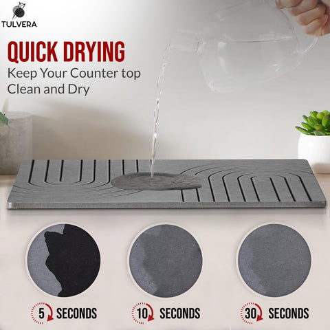 Tulvera diatomite drying mat's porous surface absorbs moisture rapidly
