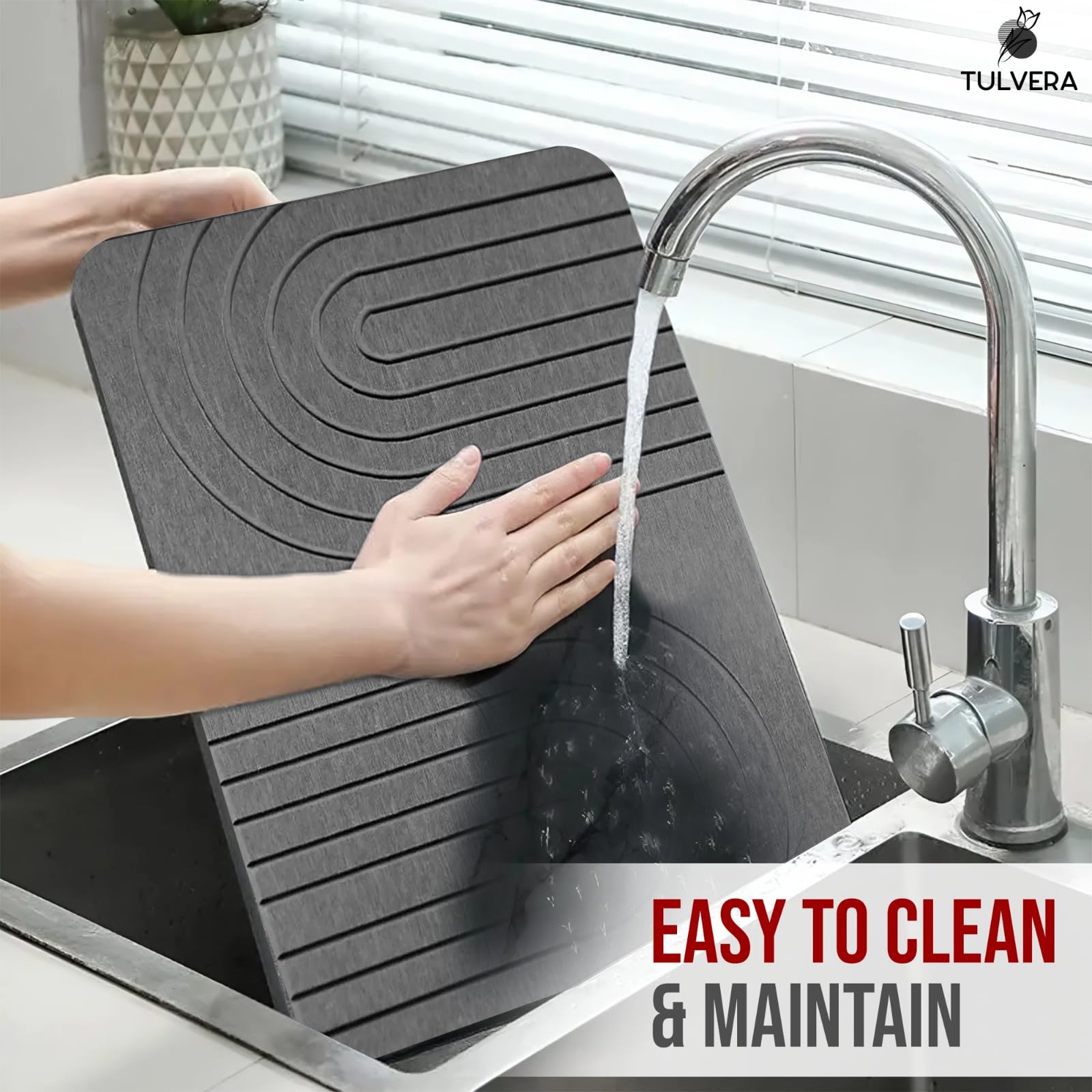 Tulvera diatomite drying mat supports small dish racks for drying