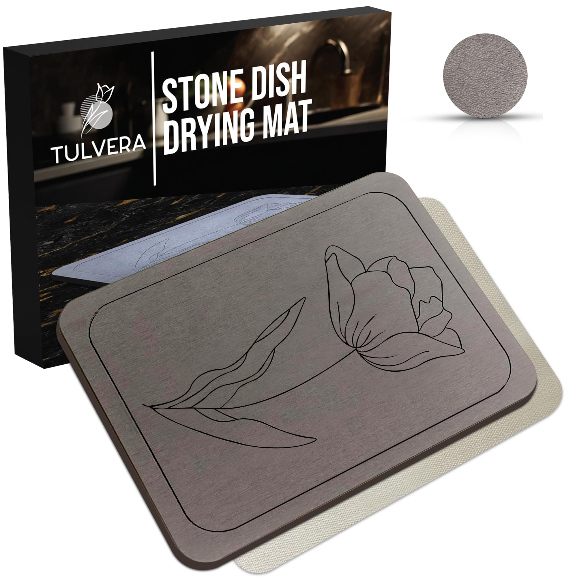 Tulvera Stone Drying Mat with porous diatomite surface for rapid drying