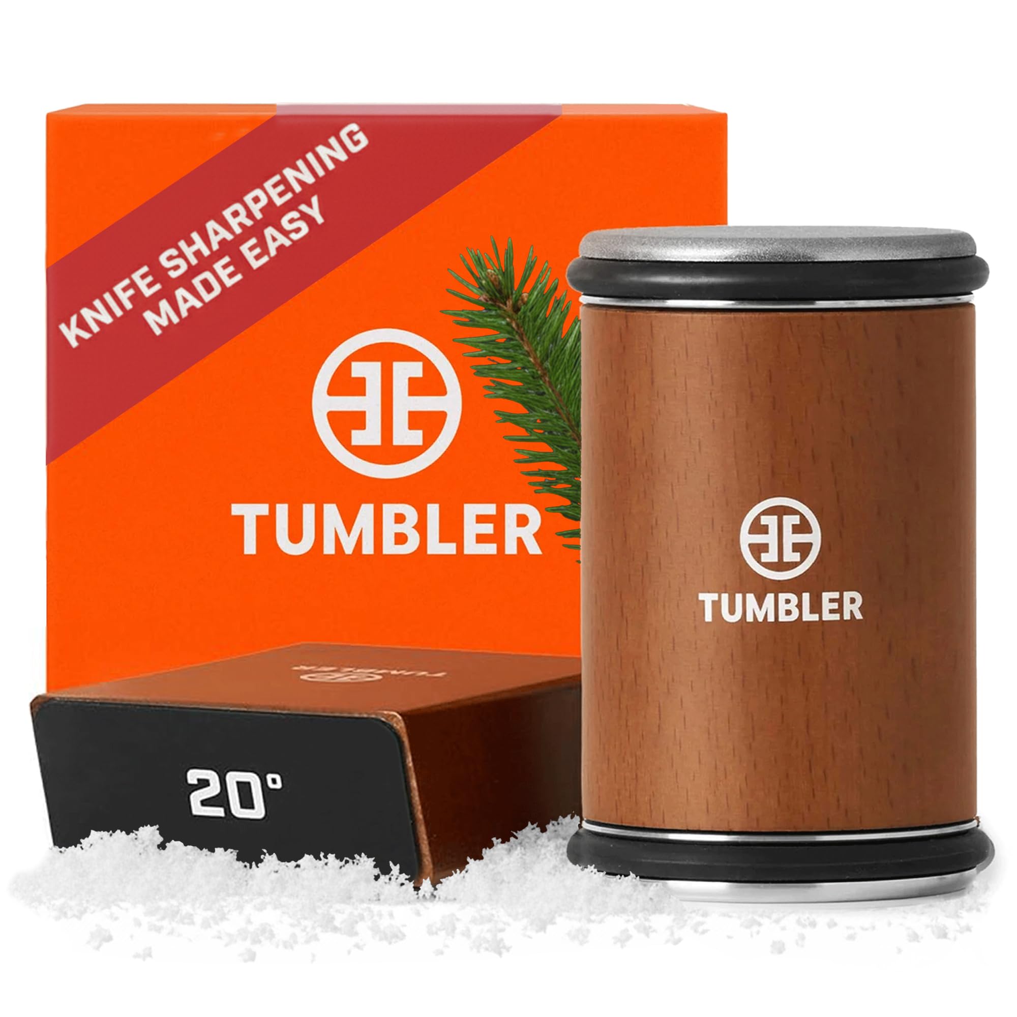 TUMBLER rolling knife sharpener base in action with even sharpening.