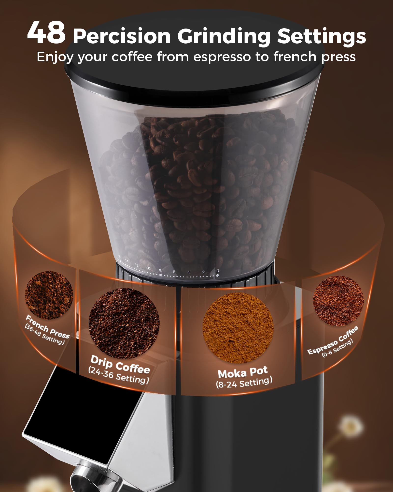 Tuni G1 compact design with a 250 g hopper fits small counters.