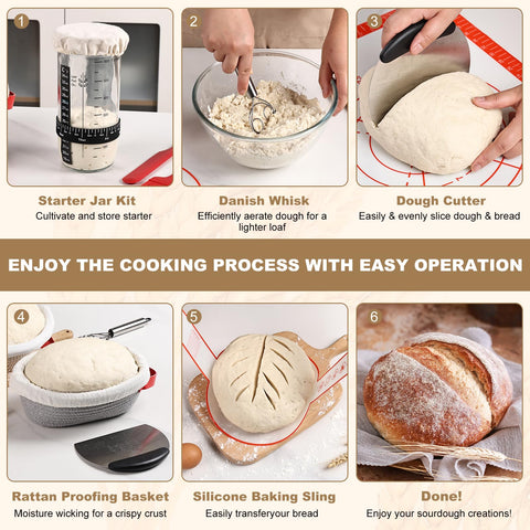 Tunyet sourdough starter jar with wide mouth for easy feeding and cleaning