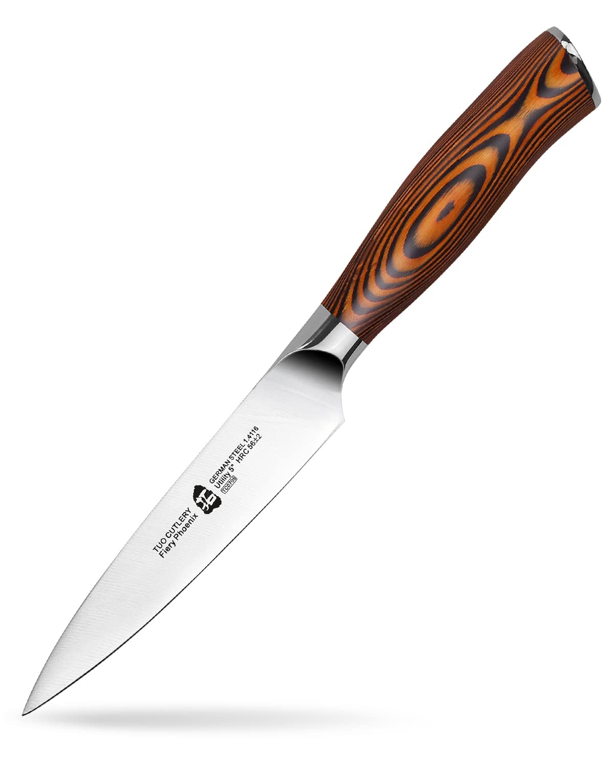 TUO Fiery Phoenix 5in knife with balanced design for steady control