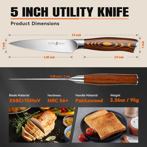 TUO Fiery Phoenix 5in knife with razor sharp edge for quick trimming