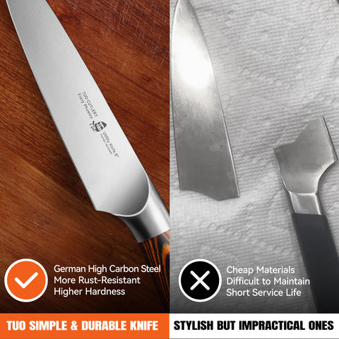 TUO Fiery Phoenix 5in knife stainless steel for reliable rust resistance