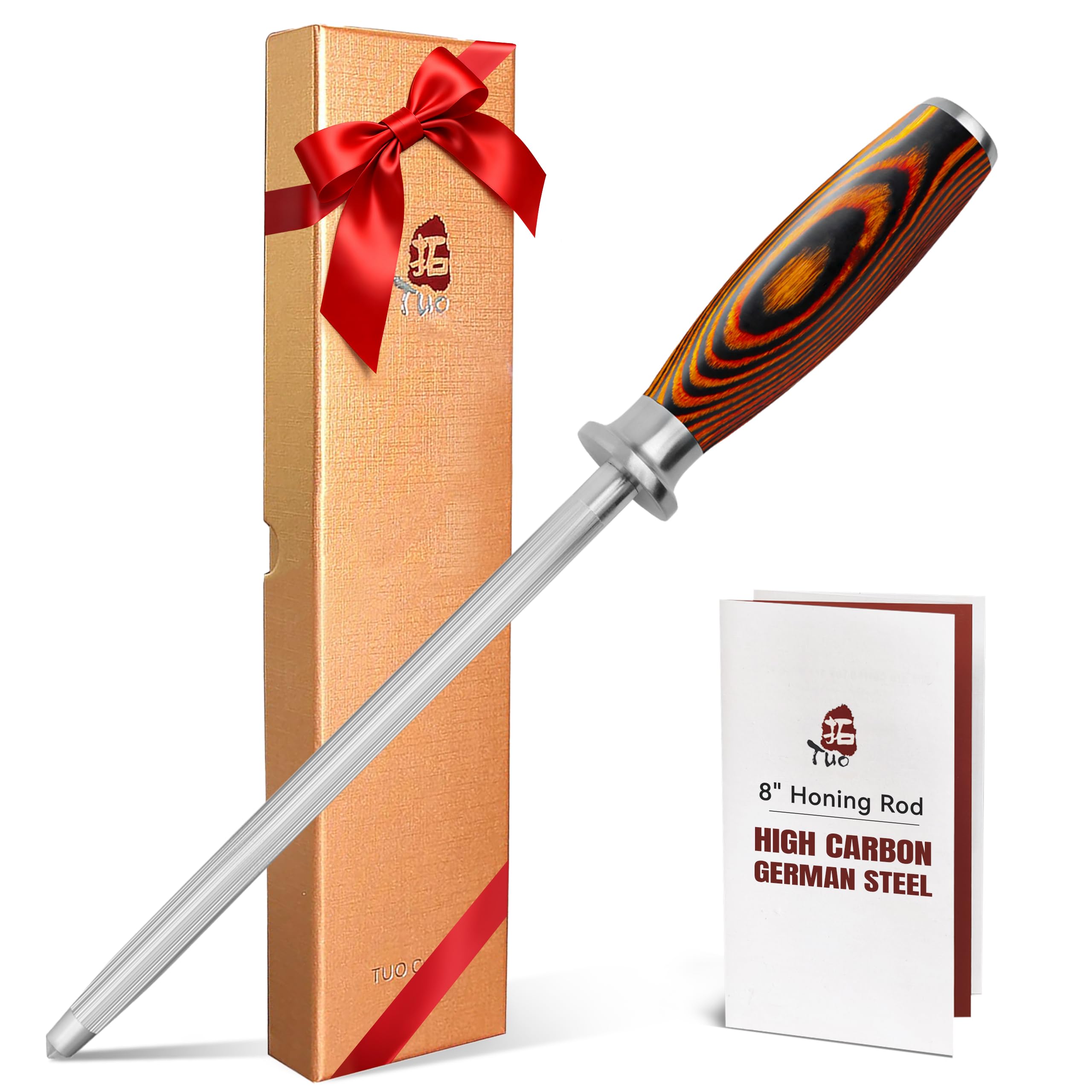 TUO honing rod in 8-inch length for easy daily sharpening