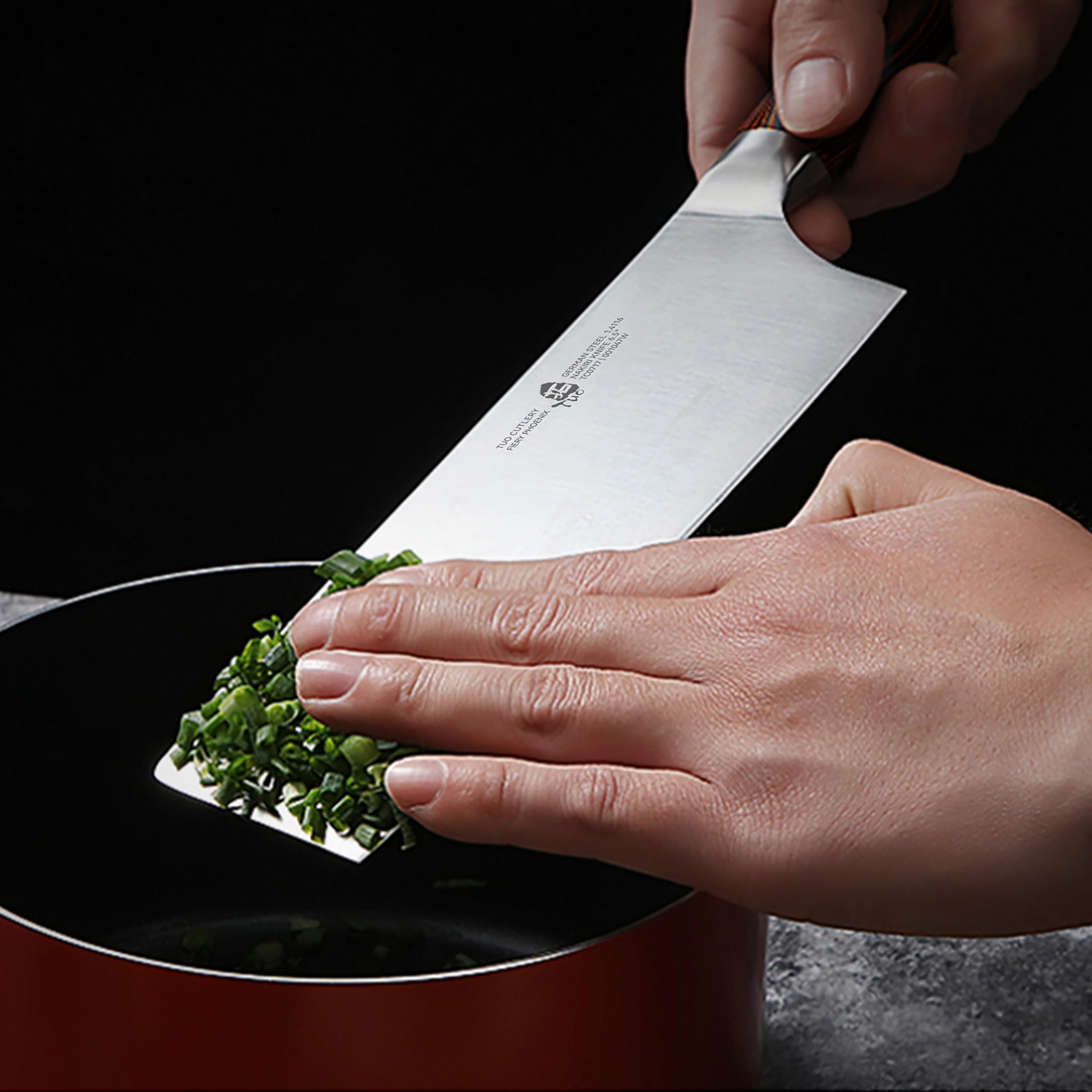 TUO Nakiri knife steel with edge retention and rust resistance