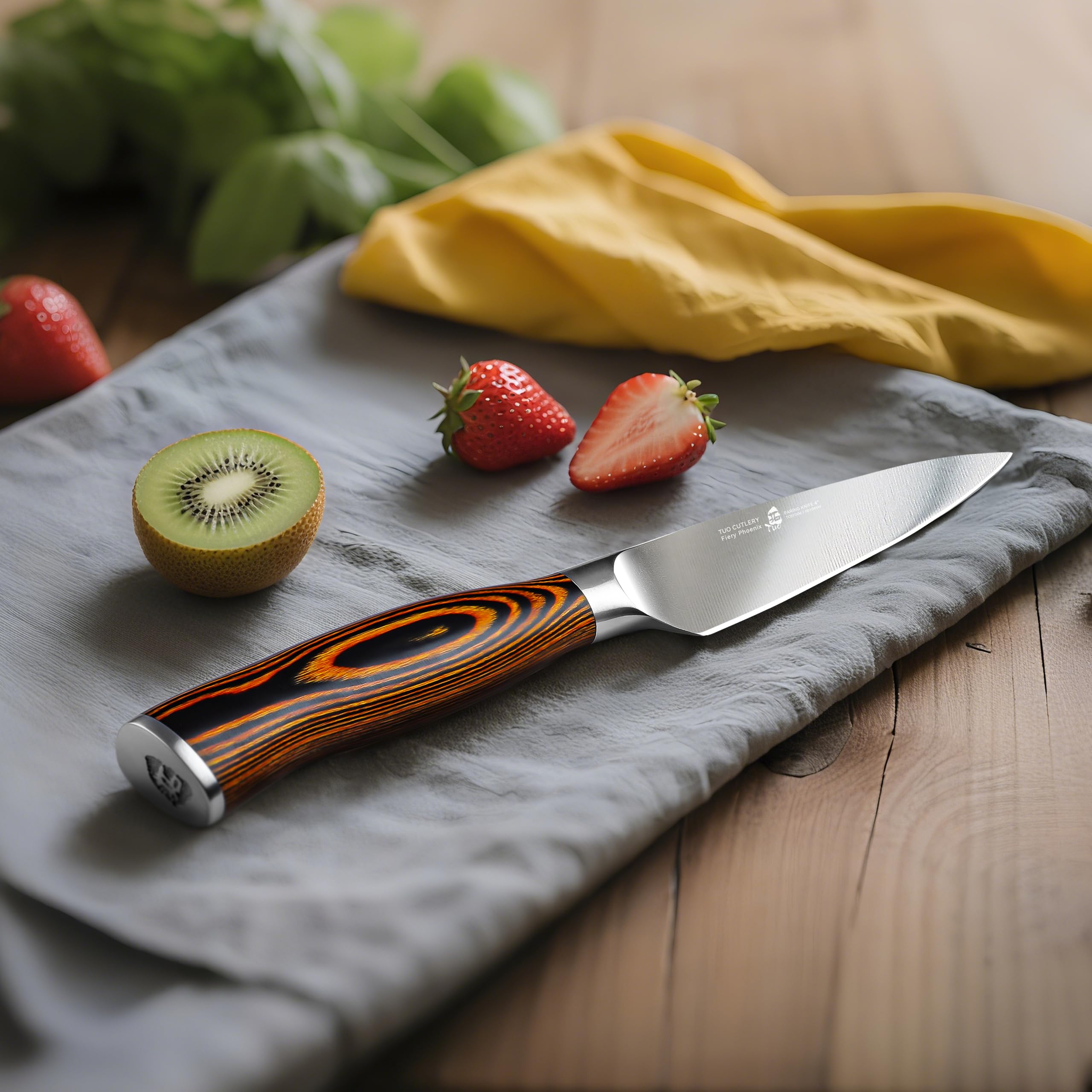Peeling apples with TUO paring knife for clean fruit prep