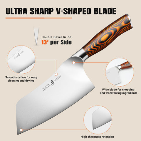 TUO pakkawood handle detail offers ergonomic, durable grip.