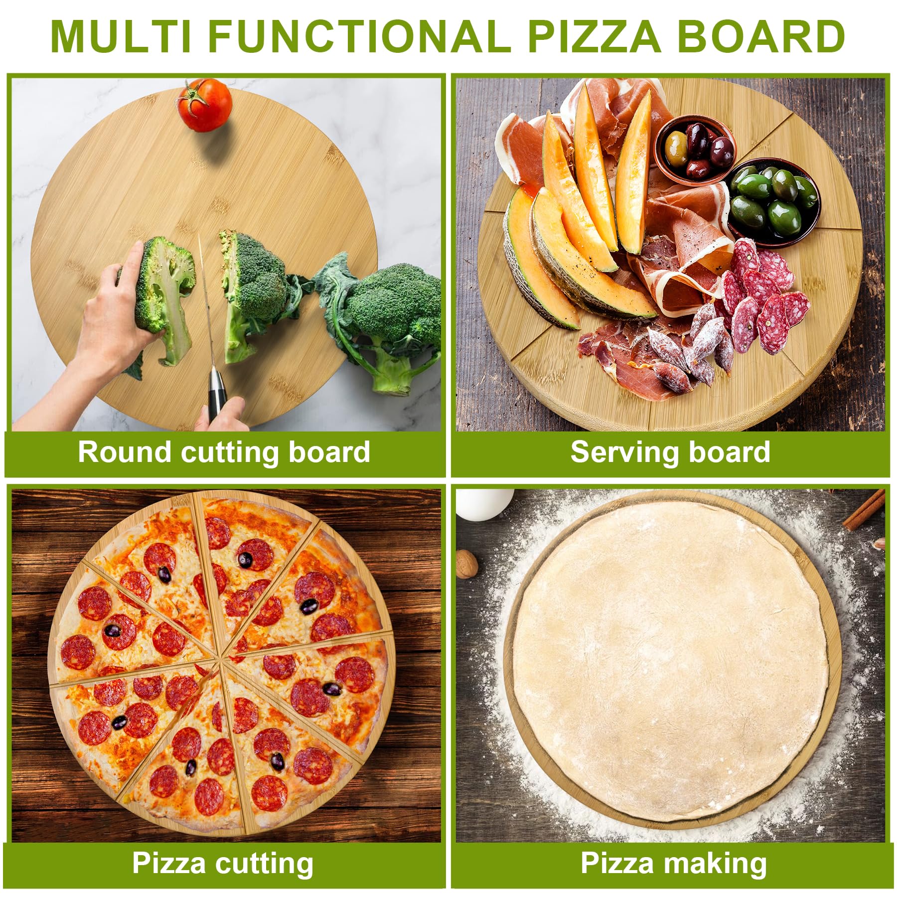 TUOCON 16in pizza board showcases large size for bigger pizzas.