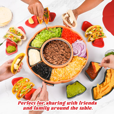 Tupoyi Taco Tuesday Kit family party setup featuring warm toppings