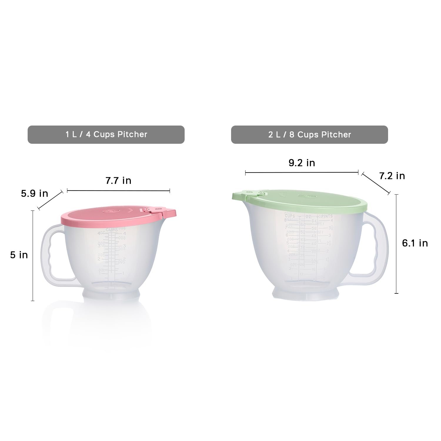 Tupperware Classic Mix-N-Store pitcher lids flip-top closeup enabling clean, controlled pouring.