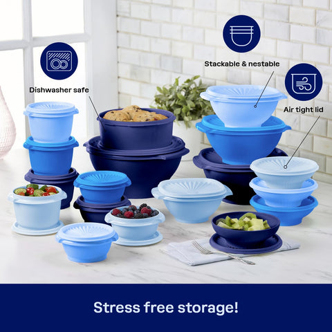 Tupperware durable material withstands daily use and cleaning.