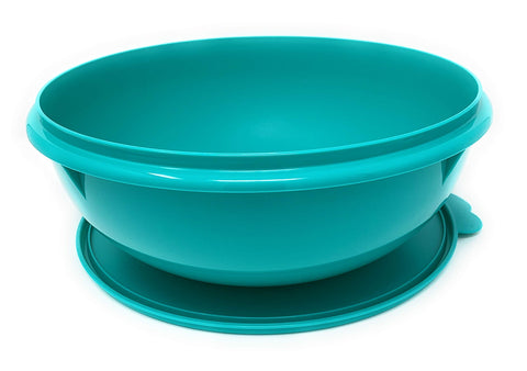 Tupperware Fix N Mix teal bowl in use for large salads or batch baking