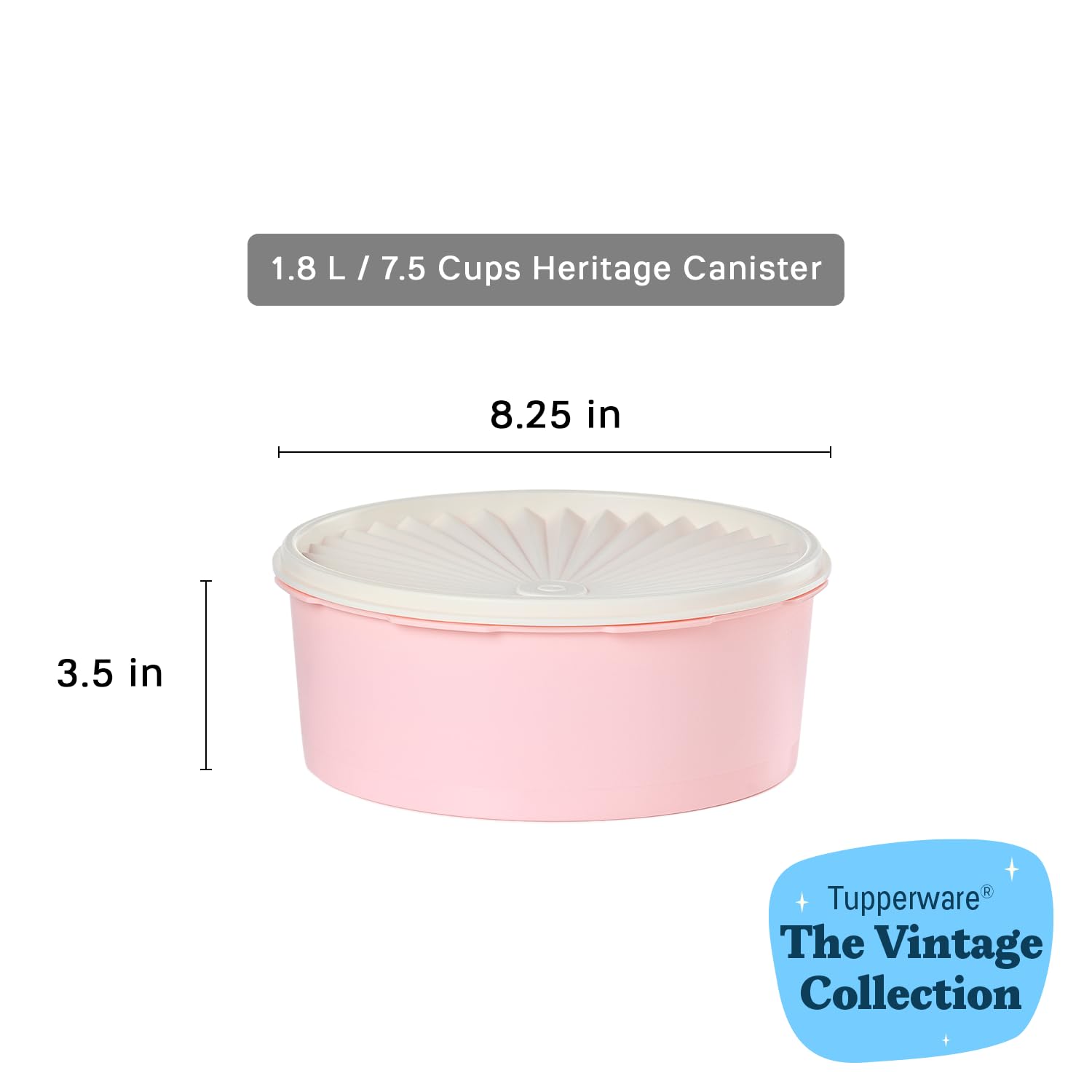 Tupperware Heritage canister demonstrating airtight seal for preserved freshness.