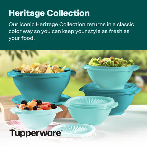Tupperware Heritage nesting bowls stacked to save space in cupboards