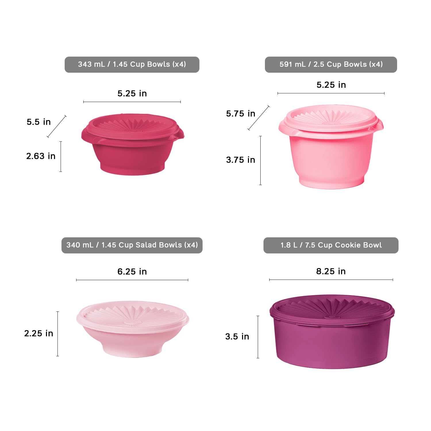 Tupperware Heritage pink pieces are dishwasher safe for quick cleanup.