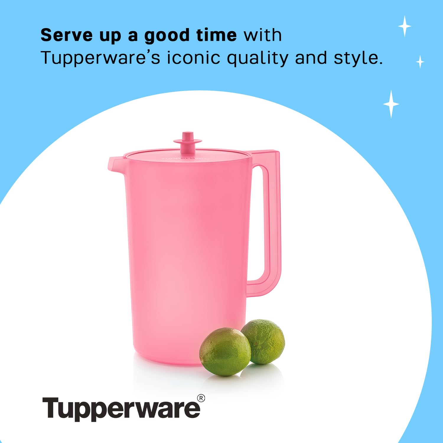 Dishwasher-safe Tupperware Heritage pitcher in soft candy
