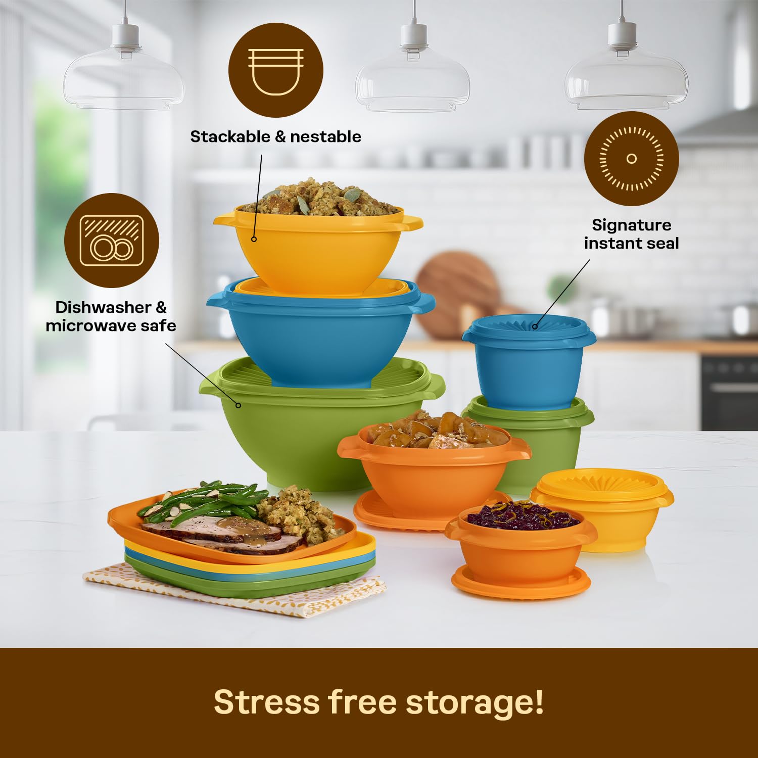 Tupperware Color Code Tupperware Heritage Retro Collection – Bowls & Plates, BPA-Free, Dishw ...