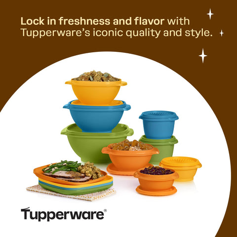 Tupperware Heritage Retro containers showcase BPA-free durability for daily use.