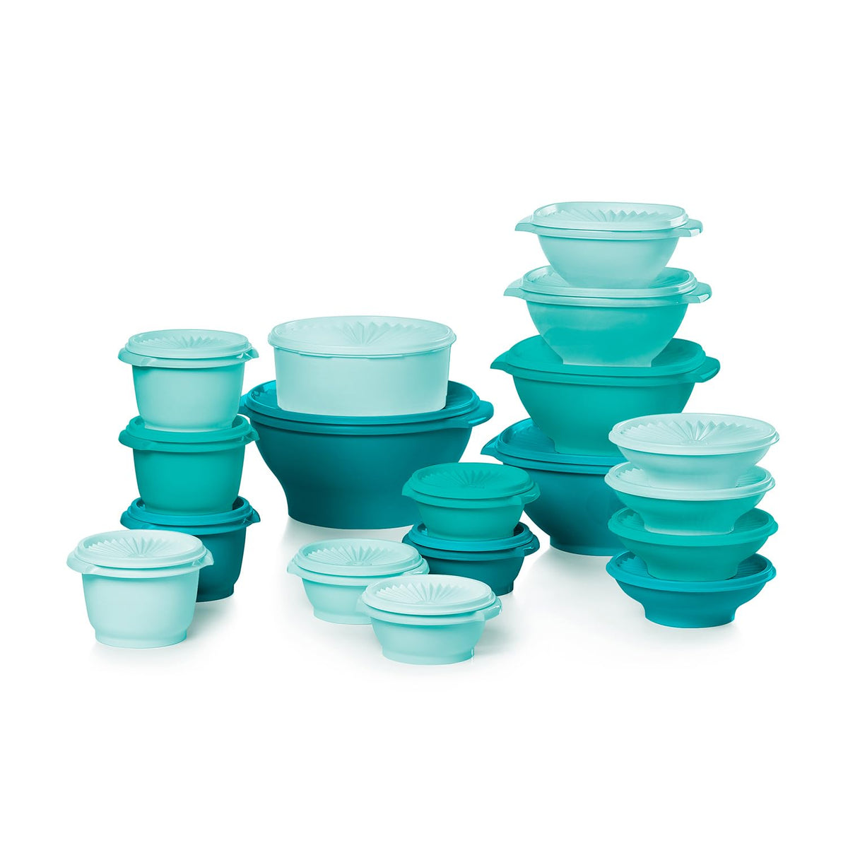 Tupperware Heritage Collection vintage green nesting bowls for organized storage