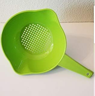 Tupperware colander is top rack dishwasher safe for easy cleanup.