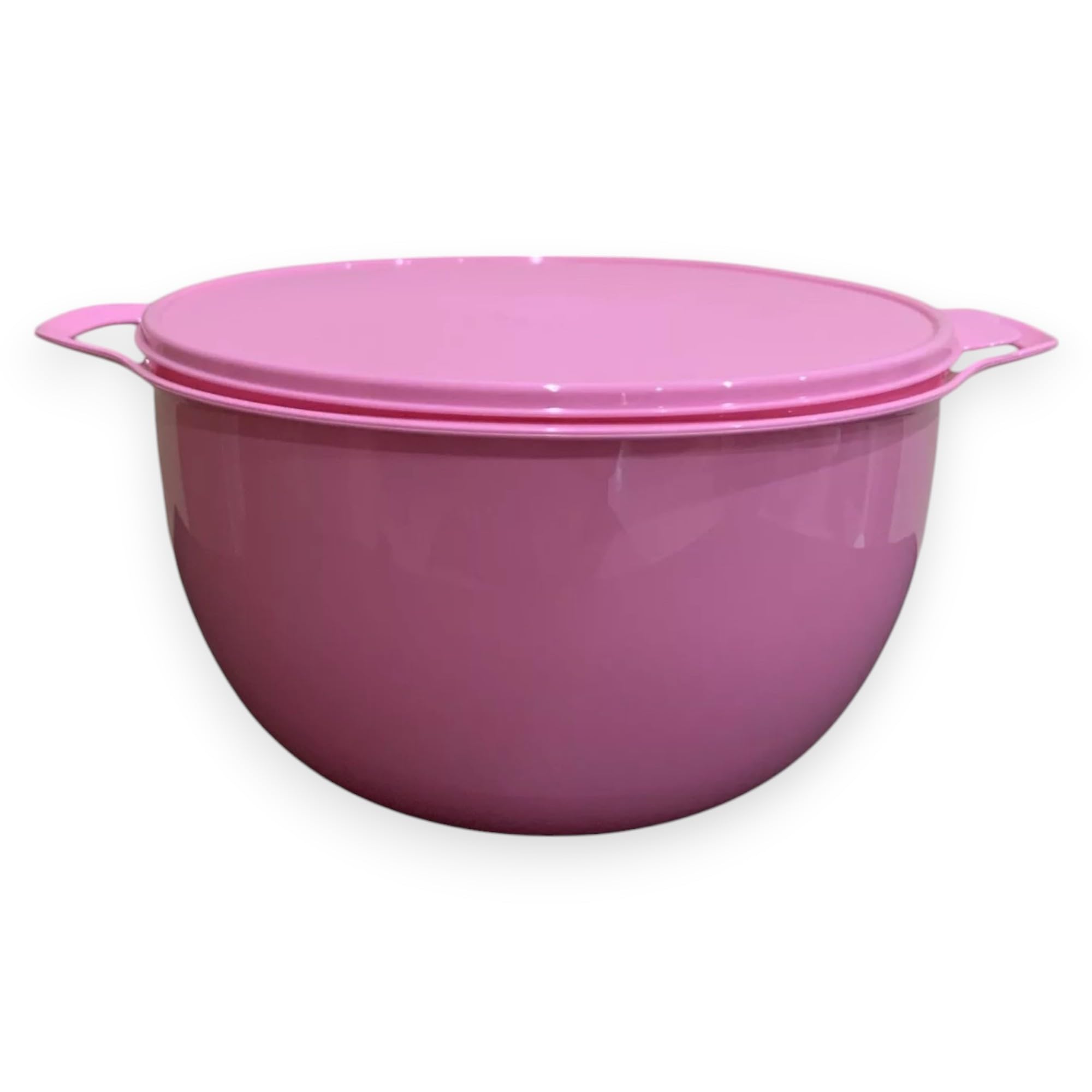 Tupperware Thatsa Mega Bowl with pink lid, 42-cup capacity for large batches