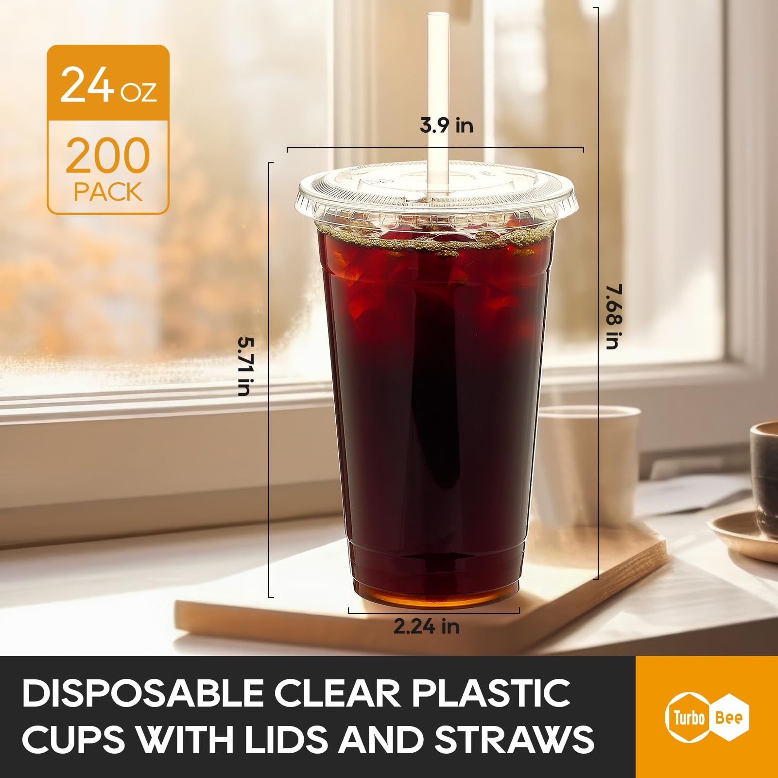 Turbo Bee cups with lids for spill-free transport of cold beverages.