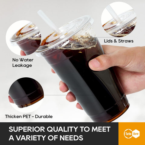 Turbo Bee cups with straws provide mess-free sipping on the move.