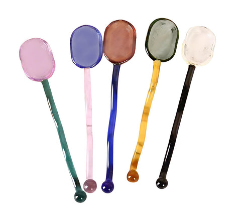 Turbokey glass spoons collection in vibrant colors for tea and dessert stirring
