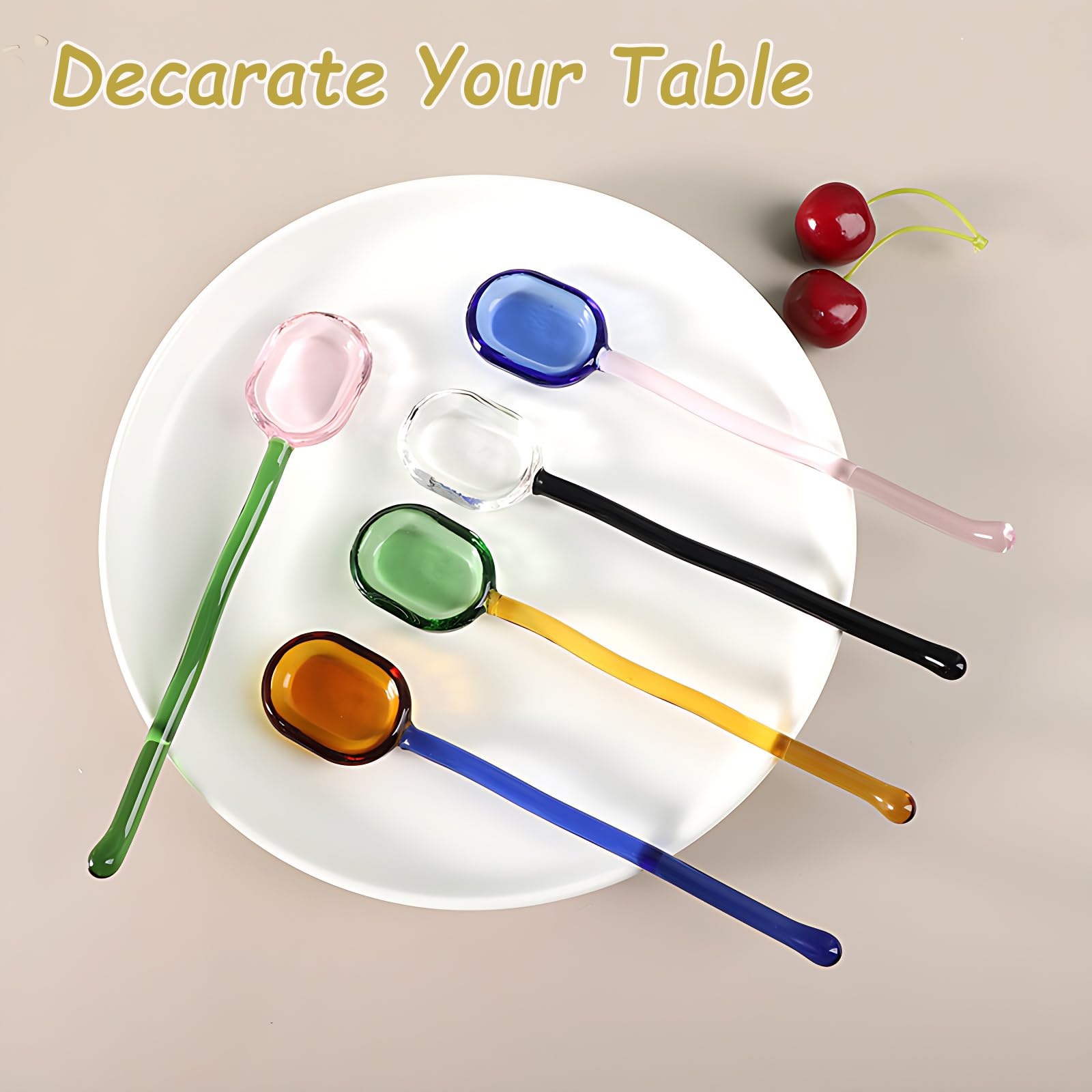 Turbokey glass spoons ergonomic grip ready for easy stirring