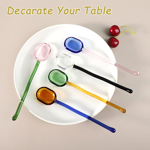 Turbokey glass spoons ergonomic grip ready for easy stirring