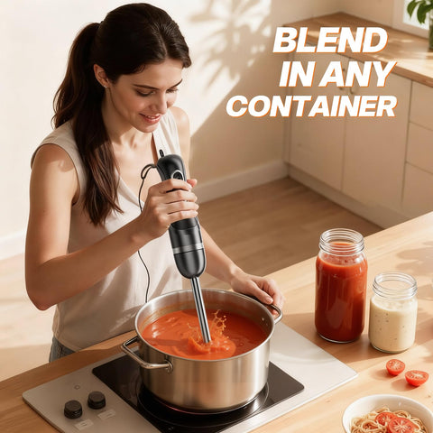 Turelar blade shaft blends directly in bowls and deep pots.