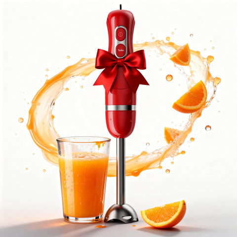 Turelar immersion blender with ergonomic handle for comfortable, controlled blending in pots.