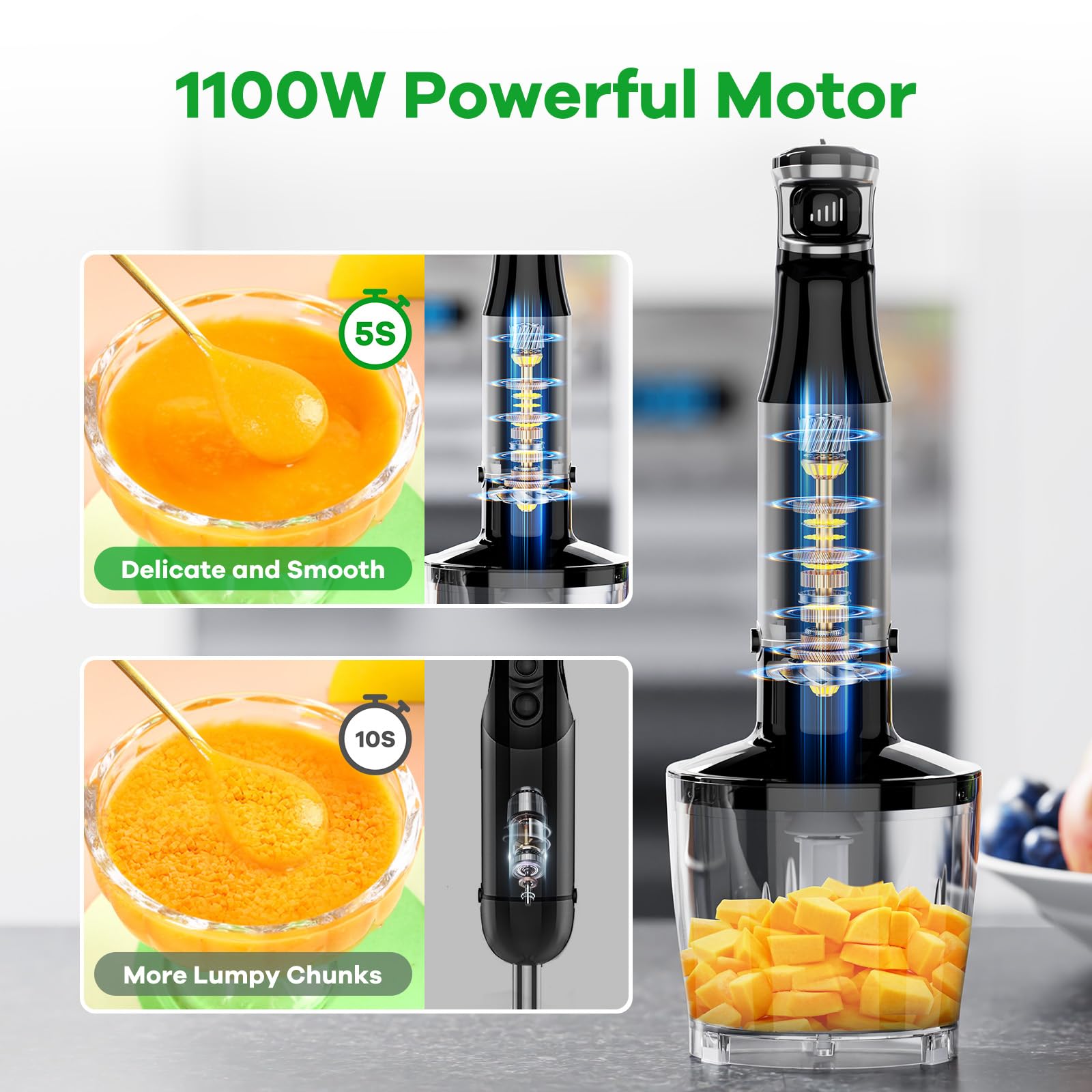 Turelar immersion blender with trigger speed control for texture adjustment