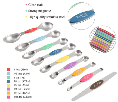 Turewin magnetic double‑sided spoons stay neatly together